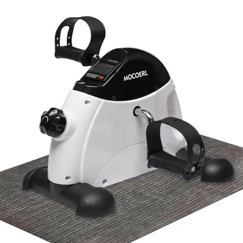 Produktbild: MOCOERL Mini Bike Mini Exercise Bike Leg Machine Digital Under Desk Bike Arm and Leg Pedal Device with LCD Display (White)