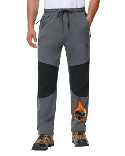 Produktbild: MOCOLY Cargo Outdoor Hosen für Herren Winter Warm Wanderhose Thermo Skihose Schneehose Gefüttert Winterhose Lang Trekkinghose Softshellhose Jagdhose Wasserdicht Grau 3XL