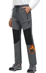 Produktbild: MOCOLY Damen Wanderhose Winter Fleece Gefütterte Warm Trekkinghose Softshellhose wasserdichte Thermo Outdoor Hosen Skihose Schneehose Jagdhose Funktionshose Arbeitshose mit Taschen Grau XXL