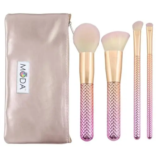 Produktbild: Moda Royal & Langnickel MSET-RCK4 Make-up-Pinsel-Set in voller Größe, Metallic-Rose, komplettes Gesicht, 5-teilig, inklusive rundem Puder, abgewinkelter Kabuki, Winkel-Shader und Smudger-Pinsel, Rose