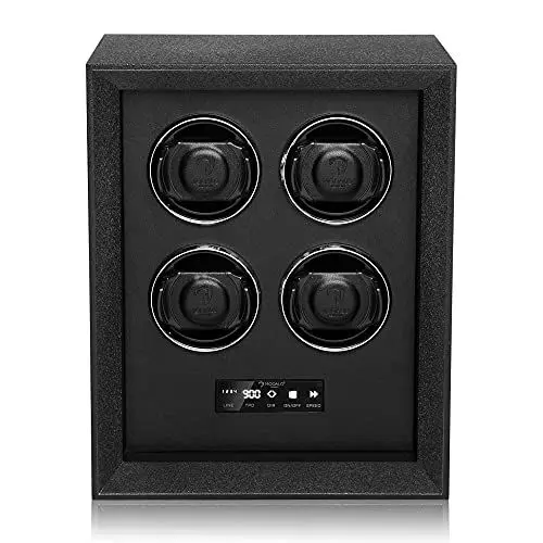 Produktbild: MODALO SafeSystem Uhrenbeweger – Automatischer Watch Winder für 2/4 / 8/12 Uhren, geeignet für Tresore, leiser Motor, luxuriöse zur sicheren Aufbewahrung (Uhrenbeweger für 4 Uhren, Schwarz)
