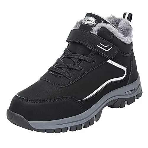 Produktbild: Mode Paare Männer Winter Flache Hakenschlaufe Halten Warme Schneestiefel Bequeme Kurze Stiefel Sportschuhe Leichte Schuhe Herren (Black, 42)