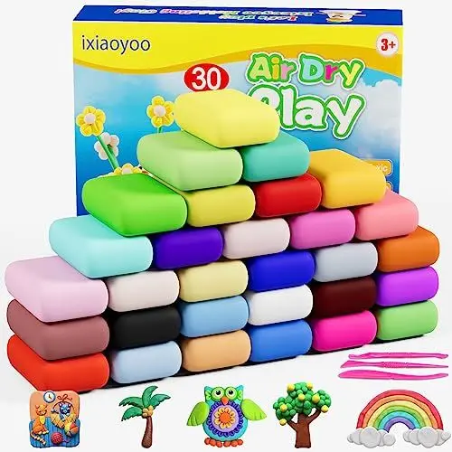 Produktbild: Modelliermasse Lufttrocknend - 30 Farben Knete Lufttrocknend für Kinder, Geschenk für Jungen und Mädchen im Alter von 3-12 Jahren (30)