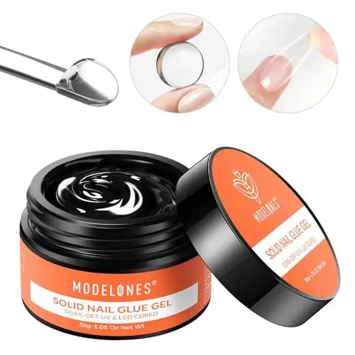 Produktbild: Modelones Fester Nagelkleber für Kunstnägel, Nageltips, Tips und Acryl Nagelspitzen, Nail Glue Gel UV für Press On Nails Nail Art DIY zu Hause, 30g
