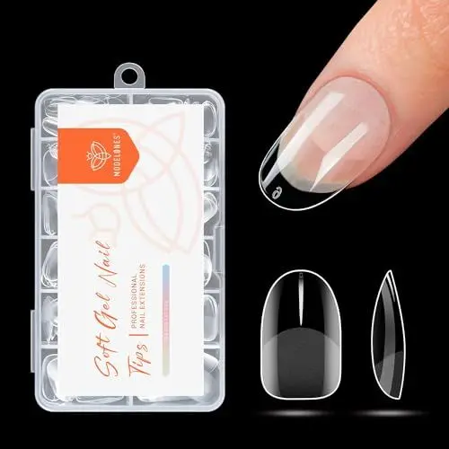 Produktbild: Modelones Nageltips 216 Stück- Full Cover Nail Tips Set, Soft Gel Tips Set, Tips Nails Pre-Buff PMMA Harz Nagelspitzen, Künstliche Nägel Zum Aufkleben Nail Art DIY, 12 Größen Kurze Kreis