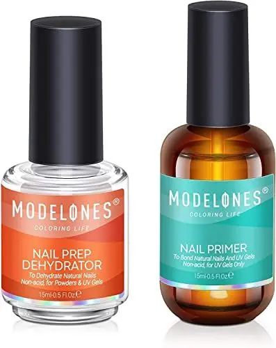 Produktbild: Modelones Primer für Gelnägel Dehydrator für Nägel, 15ml Professional Acid Free Nail Prep Natural Air Dry Superior Bonding Primer Set fur Nail Art UV Gel Nagellack Dip Powder Acrylnägel