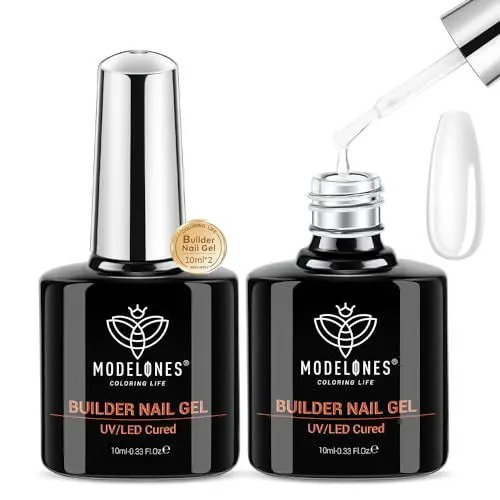 Produktbild: modelones Aufbaugel für Gelnägel, 8 in One Builder Gel, Nagelverstärker UV Gel für Strengthener Extension Gel Base Nagelverlängerung, Nail Repair Base Coat Nail Art Maniküre 2 Pcs