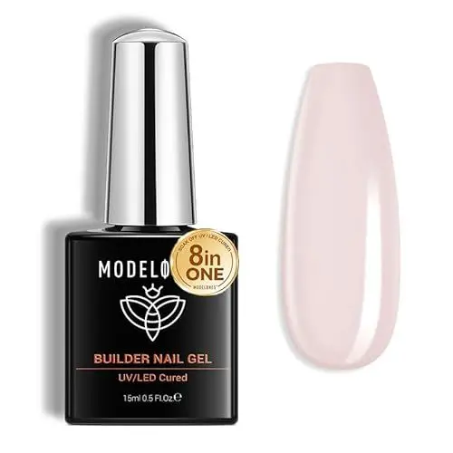 Produktbild: modelones Builder Nail Gel, 8-in-one Rosa Aufbaugel für Gelnägel,Nagelkleber Für Kunstnägel Gel, Hard Gel Builder Für Nägel Strengthener Extension Gel Base Coat, Nagelverlängerung Nail Art DIY 15ML