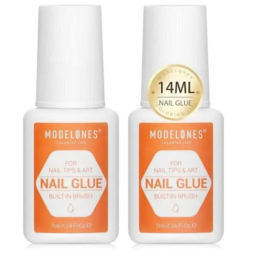 Produktbild: modelones Nagelkleber mit Pinsel, Nagelkleber für Kunstnägel Extra Stark 2PCS, Nails Tips Schnelltrocknend Professionelle, Nail Glue Perfekt für Press On Nails Und Acrylnägel Nagel Kleber, Naturnägel