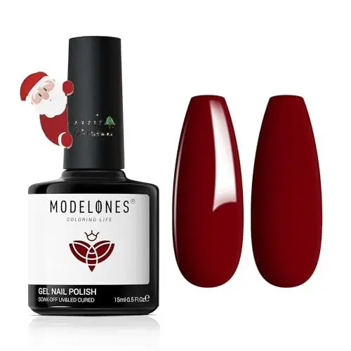 Produktbild: modelones UV Nagellack, Gel Nagellack Dunkelrot,Soak Off für UV Nagellampe Langlebige Maniküre Nagelgellack Soak Off Nail Gel Polish Nail Art DIY 15ml Weihnachten Halloween Geschenk