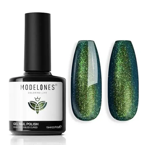 Produktbild: modelones UV Nagellack Grüne, 15 ML Gellack Chameleon Hot Grüne Gel Nagellack, Soak Off Langlebige Maniküre Uv Lack Schellack Salon Heimgebrauch Nail Art DIY