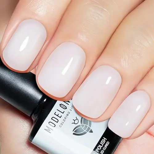 Produktbild: modelones UV Nagellack Milchig Weiss, Jelly Gel Transparent Milky Weiß 15ml Gellack für Nail Art French Manicure Nägeldesign und Nagelstudio Kit Selber Machen Hause Salon Weihnachten