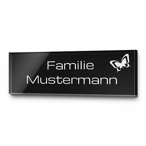 Produktbild: Modernes Hochglanz Türschild mit personalisierter Wunschgravur - viele verschiedene Motive und Befestigungsarten | Große Auswahl an Formen und Größen ab 5x2 cm