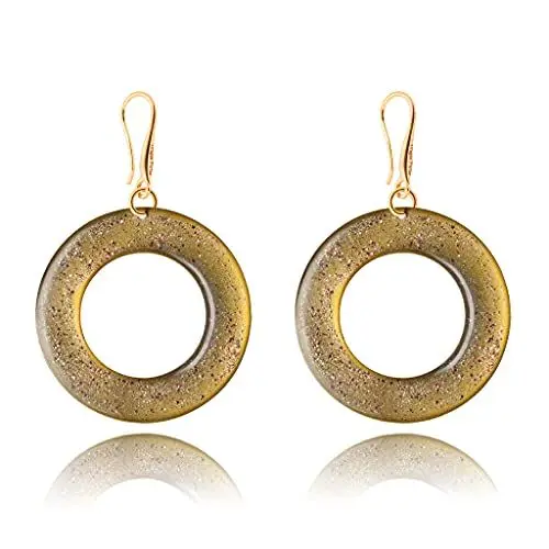 Produktbild: Modisch Groß Irisierend Rund oder Oval Ohrringe Hängend für Damen (Stil 20 - Hoop Gold)