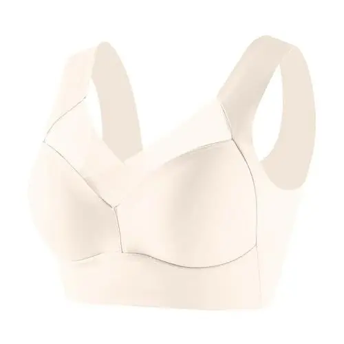 Produktbild: Modisch Mesh BH Damen Ohne Bügel Nahtloser Damen-BHS Push Up Bra Klassische Bralette Große Brüste Starker Halt Bustier Comfit Sport-BHS Baumwolle Deals Beige 6XL