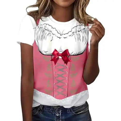 Produktbild: Modische Damen T-Shirts für alle Anlässe mit festlichem Aufdruck Bequemes Rundhals-Design für Jede Jahreszeit ideal (XL)