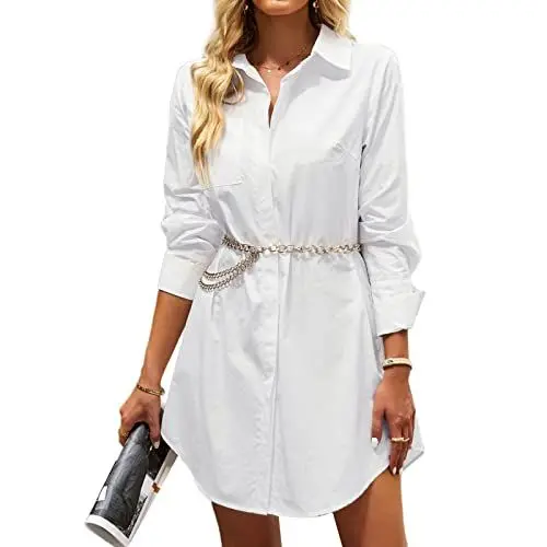 Produktbild: Modische Tunika mit V-Ausschnitt, Button-Down-Tunika, LäSsiges Sommer-Freizeitkleid FüR Zuhause, BüRo, Arbeit, Strand. (XL)