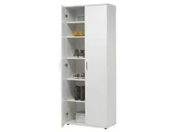 Produktbild: möbelando Schuhschrank 2 Türen 5 verstellbaren Einlegeböden für ca. 16-20 Paar Schuhe, Metallbeschläge, Flurschrank Garderobenschrank, Mehrzweckschrank, Schrank, 70 x 176 x 34 cm (B/H/T) weiß