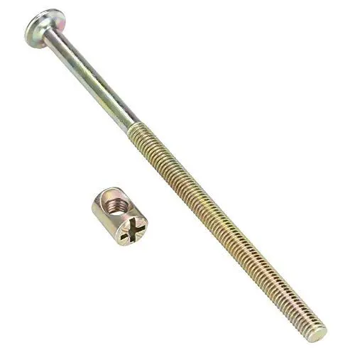 Produktbild: Akozon 10 Stück M6 Kohlenstoffstahl 120 Mm Möbelschrauben mit 6 Mm Zylindermuttern, Verbindungsbefestigung, Langlebige Möbelschraube Zum Verbinden von Holz, Brettern, Schränken,