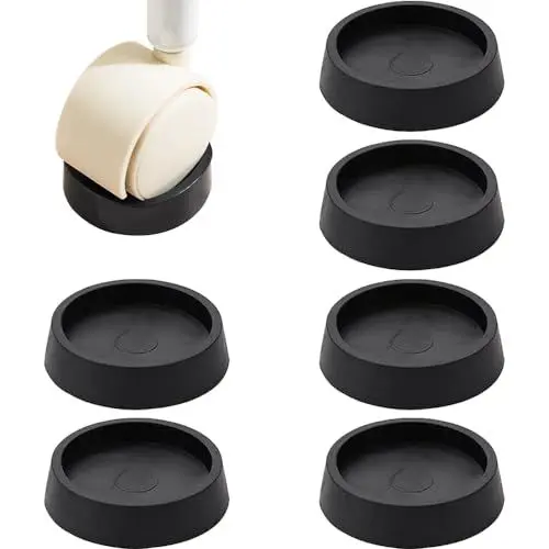 Produktbild: Möbeluntersetzer, 6 Stück Anti-Rutsch-Pads für Möbelrollen, rutschfeste Füße Protector Pad Gummi Anti-Rutsch-Matte für alle Böden und Möbelräder Geeignet(Schwarz)