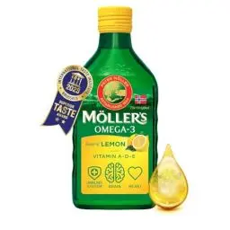 Produktbild: Möller's Omega 3 Lebertran Öl | Nordic Nahrungsergänzung mit EPA, DHA, Vitamin A, D, E | Superior Taste Award | Hochreiner natürlicher Lebertran | 165 Jahre alte Marke | Zitrone | 250 ML