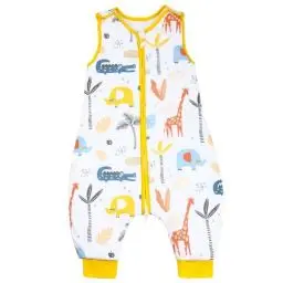 Produktbild: MOEMOE BABY Schlafsack mit Füßen, 2.5 Tog Winterschlafsack mit Füßen, Baumwolle Ärmellose Babyschlafsack mit Beinen, Giraffe XL