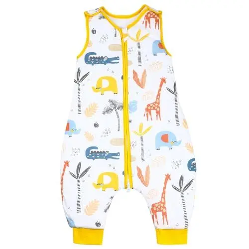 Produktbild: MOEMOE BABY Schlafsack mit Füßen, 2.5 Tog Winterschlafsack mit Füßen, Baumwolle Ärmellose Babyschlafsack mit Beinen, Giraffe XL