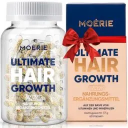 Produktbild: MOERIE Haar Vitamine - extra hochdosiert mit Biotin, Zink & Selen - für natürliches Haarwachstum - 60 Kapseln - ergänzt mit Folsäure, Kupfer, Selen, Vitamin B6 und B12 Hyaluronsäure und Kieselsäure