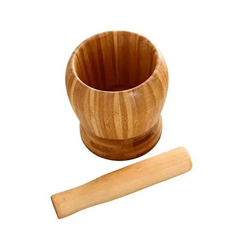 Produktbild: Mörser- und Stößel-Set für die Küche, Gewürzmühle aus natürlichem Bambus, Kräuter, Knoblauch, Pfeffer, Guacamole, Nüsse Mörser- und Stößel-Set Mörser- und Stößel-Set (Size : Small) (M)
