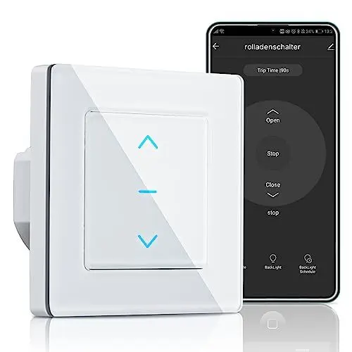 Produktbild: MOES Wlan Rolladenschalter, Intelligenter Touch Alexa Rolladen schalter, Smart Jalousie Wlan Schalter, Roller Shutter switch, Rolladensteuerung mit Smart Life/Tuya App, Alexa/Google Sprachsteuerung