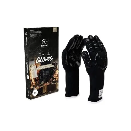 Produktbild: MOESTA-BBQ 19216 GrillGloves No.1 Größe S/M für Profis - Bis 500°C hitzebeständiger Grill- / Ofen-Handschuh - LFGB