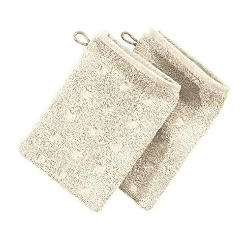 Produktbild: Möve Waschhandschuh 2er-Pack Quadretti Walk-Frottier Natur Größe 15x20 cm