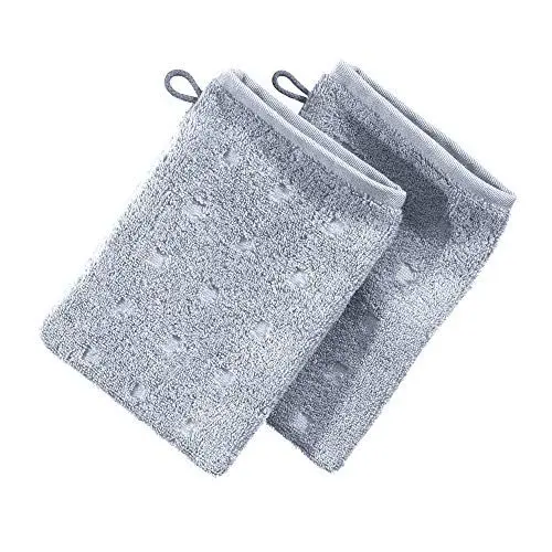 Produktbild: Möve Waschhandschuh 2er-Pack Quadretti Walk-Frottier Silber Größe 15x20 cm