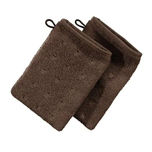 Produktbild: Möve Waschhandschuh 2er-Pack Quadretti Walk-Frottier braun Größe 15x20 cm