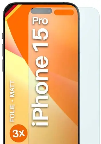 Produktbild: moex® FlexProtect Schutzfolie matt kompatibel mit Apple iPhone 15 Pro Folie gegen Reflexionen, Anti Reflex Displayschutz, matte Displayfolie, robust und Kratzfest – 3 Stück