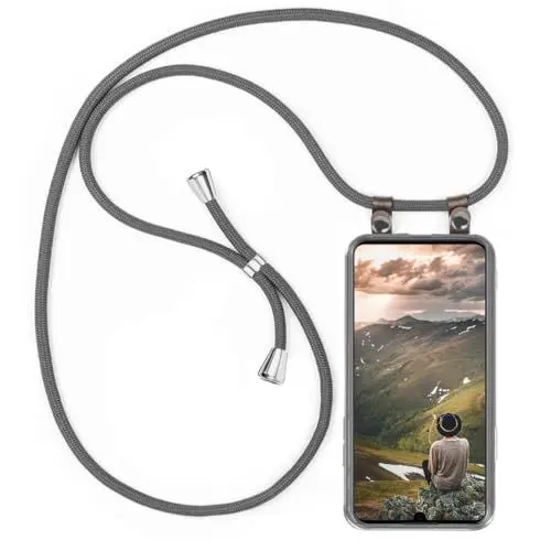 Produktbild: moex Handykette für Huawei Mate 10 Pro Hülle mit Band abnehmbar, Handyhülle mit Kette zum Umhängen, Handyband Kordel Umhängehülle, Necklace Handy Umhängeband, Grau