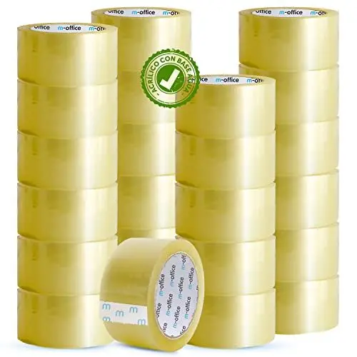 Produktbild: OFITURIA m-office Transparentes Klebeband, selbstklebendes Verpackungsband für Kartons, Versand, Umzüge und Handwerk, sicheres und robustes transparentes Papier (48 mm x 66 m, x24)