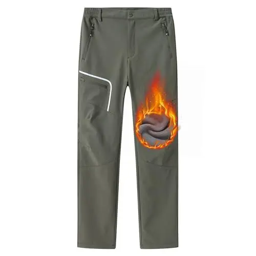 Produktbild: MoFiz Wanderhose Herren Skihose Warm Gefüttert Softshellhose Outdoorhose Winddicht Arbeitshose Schneehose für Winter Grün-62 EU XXL