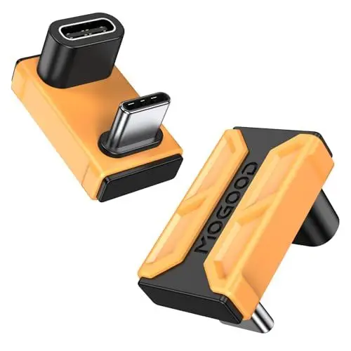 Produktbild: MOGOOD 180 Grad Typ C Adapter 2 Stück, Unterstützt 8K@60Hz, 140W PD Ladung, 40Gbps Datenübertragung, Typ C U Adapter, Kompatibel mit MacBook, iPhone, iPad, Laptop