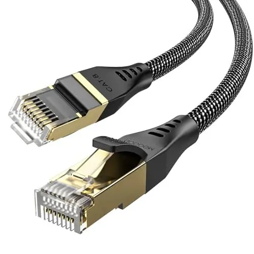 Produktbild: MOGOOD Cat 8 Ethernet Kabel, 1M 40Gbps/2000Mhz High Performance Netzwerkkabel, High Speed Gigabit RJ45 Internet Patch Panel, Kompatibel mit PCs, Router, Spielkonsolen, Latpots, Modems