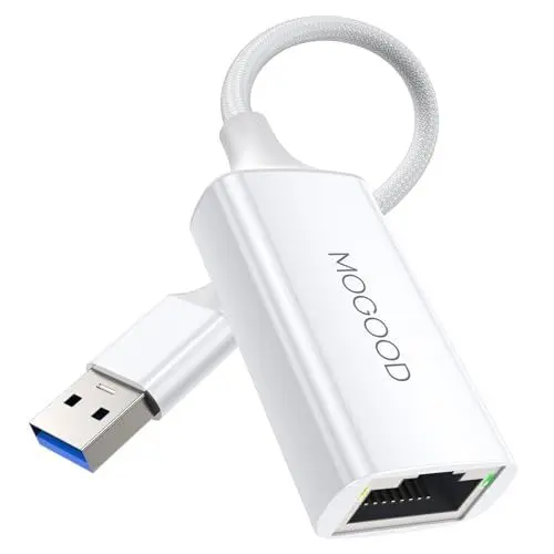 Produktbild: MOGOOD LAN Adapter 3.0, 1000 Mbps Ethernet Adapter USB auf RJ45, Typ A auf Gigabit Ethernet Netzwerkadapter, für PC, Laptop, Desktop, MacBook, Surface, Windows, Linux