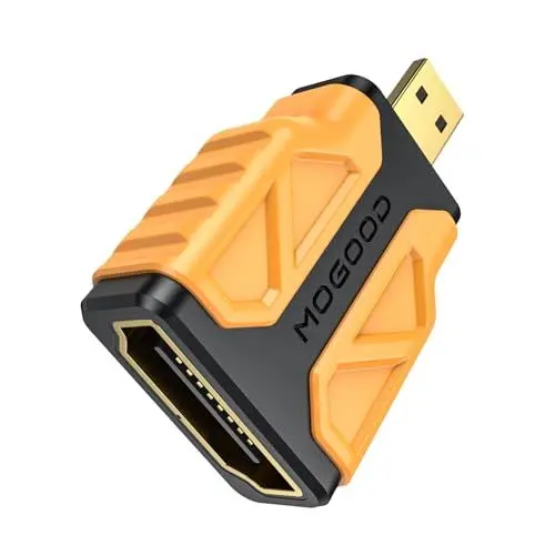 Produktbild: MOGOOD Micro HDMI zu HDMI Adapter 1 Pack, 4K@30Hz, HDR, 3D Dolby, ARC, Kompatibel mit Raspberry Pi5/Pi4, GoPro Hero, Nikon, Sony und mehr