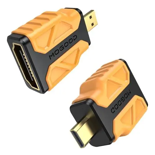 Produktbild: MOGOOD Micro HDMI zu HDMI Adapter 2 Pack, 4K@30Hz, HDR, ARC, 3D Dolby, Kompatibel mit Nikon Zfc, Raspberry Pi5/Pi4, Sony A6400/A6500