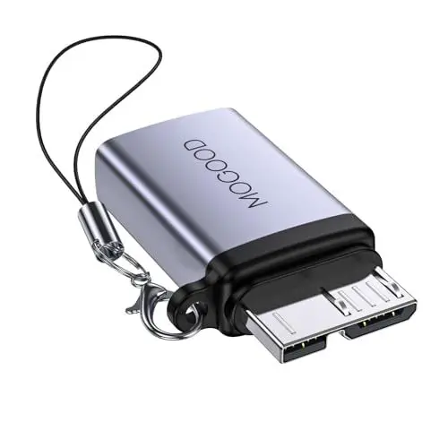Produktbild: MOGOOD USB C Buchse auf Micro B Stecker Daten Aufladen Adapter, Micro B auf USB C Daten Ladekonverter Adapter für Externe Festplatte SSD Laufwerk, Digitalkamera, Telefon(1 Pack)