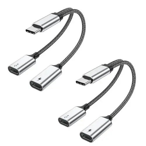 Produktbild: MOGOOD USB C Splitter USB C auf USBC Buchse Adapter Typ C Y Splitter Kabel (Nicht für Monitor) C Stecker auf 2 C Buchsen Kabel Doppel Typ C Anschluss Hub Typ C Lade Split Adapter für Mac,Laptop