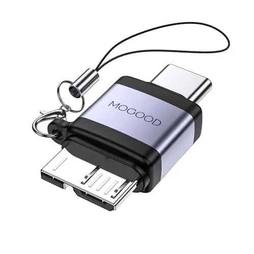Produktbild: MOGOOD USB C Stecker auf Micro B Stecker Adapter, Micro B auf USB3.0 C Stecker Daten Adapter, USB C Stecker auf Micro B Daten Ladekonverter Adapter für Externe Festplatten SSD Laufwerk (1 Pack)