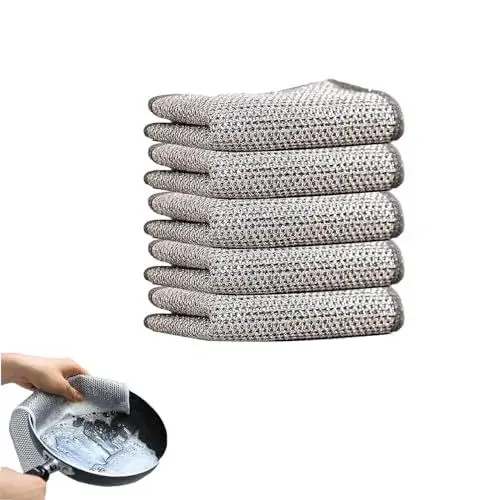 Produktbild: Moguxb Draht Spüllappen 5 Stück Doppellagiges Draht Geschirrtuch 20 x 20 cm Spüllappen Topfreiniger Edelstahl Putzlappen für Küche