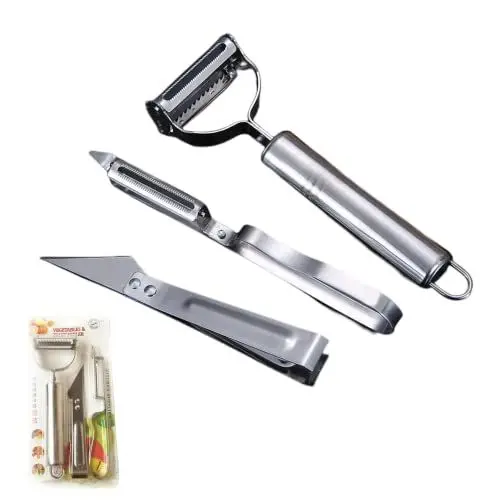 Produktbild: Moguxb Schäler Set aus Edelstahl 3 STK Schäler mit Doppelklinge Universalschäler Sparschäler Schäler mit Julienne für Schälen und Geschredderte von Obst und Gemüse