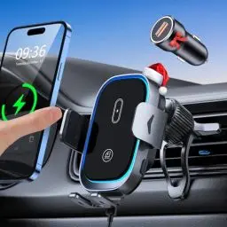 Produktbild: Mohard 15W Handyhalterung Auto mit Ladefunktion, (Automatische Klemmung) Induktive Ladestation Auto, Dual-Coil Wireless Charger Auto Kompatibel mit iPhone 16/15/14/13, Samsung Galaxy ZFlip5/4/S24 usw