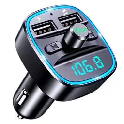 Produktbild: Mohard Bluetooth FM Transmitter, KFZ Bluetooth Adapter Auto Radio FM Transmitter, Autoladegerät Zigarettenanzünder mit Freisprechen, 2 USB-Anschlüsse (5V/2,4A & 1A), Unterstützt USB-Stick & TF Karte